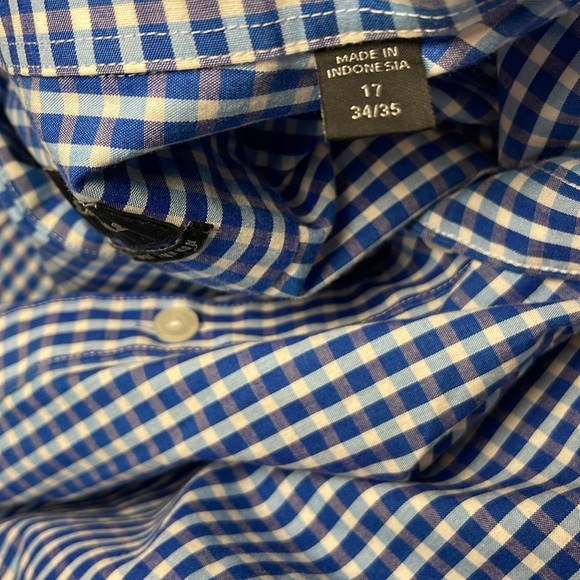 Esquire Men’s Performance Slim Fit Long Sleeve Blue and White Shirt 17 34/35 - Picture 7 of 13